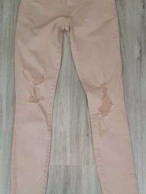 Abercrombie & Fitch Women's Skinny Ripped Jeans - Blush Pink